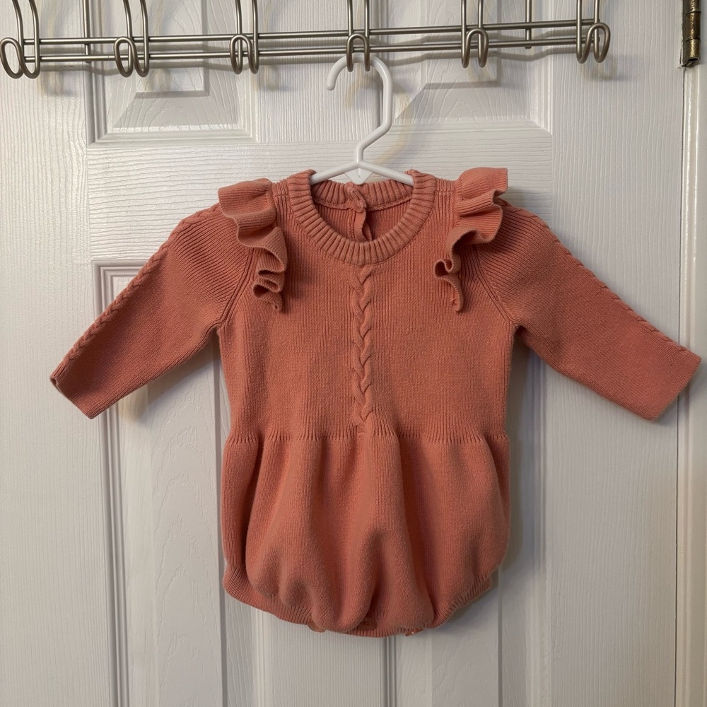 Baby Butterfly Sleeve Knitted Sweater Bubble Romper 9 Months